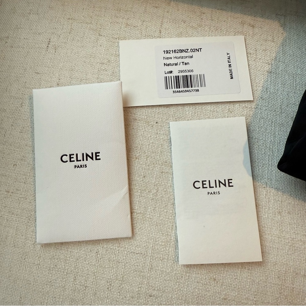 CELINE Horizontal Beige Canvas Calfskin Logo Tote Bag - Picture 15 of 15